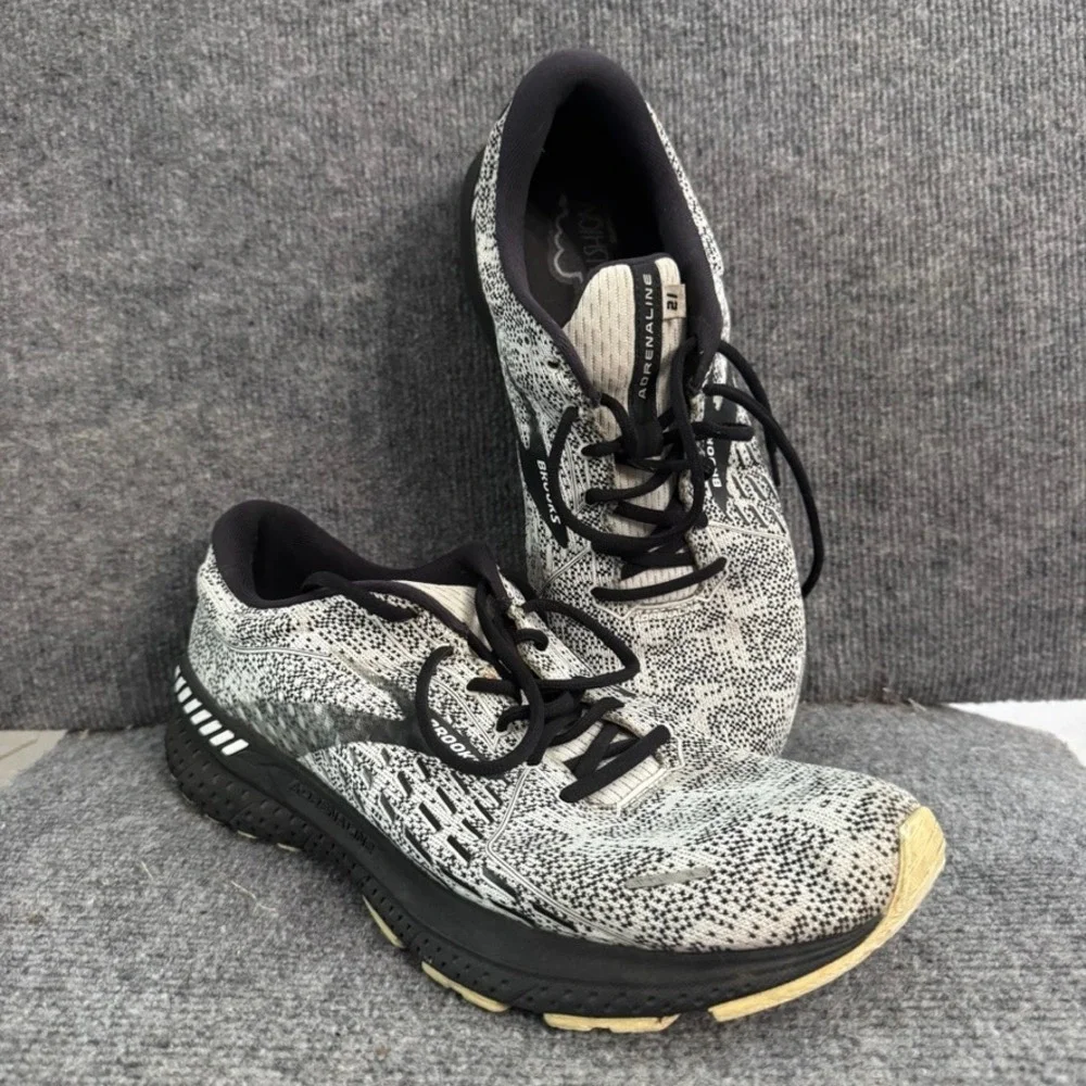 Brooks Adrenaline GTS 21 Mens Running Shoes Black White Knit 1103491D020 Size 14